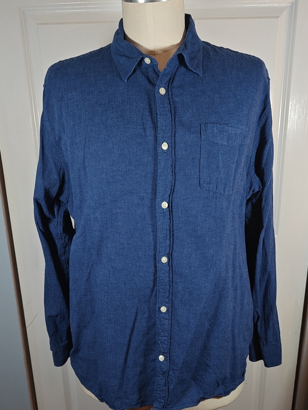 Gap Mens Dark Blue Cotton Linen Button Up Shirt XXL